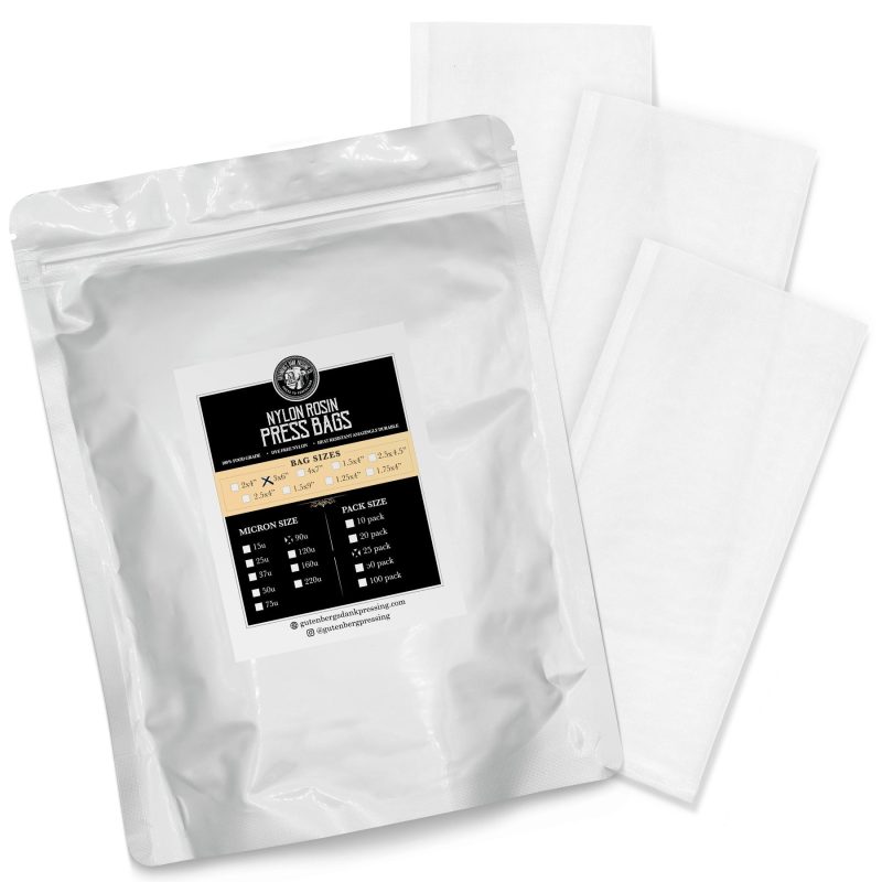 3x6 inch rosin press bags 90u 25 pack